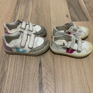 Veja Girls White and Pink Velcro Sneakers for Kids
